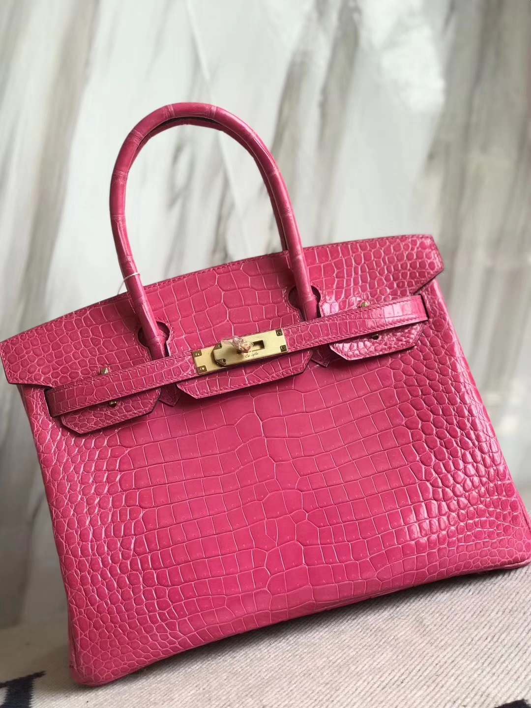 エルメスバーキンレディースバッグエルメスシャイニーベイクロコダイルレザープラチナバッグBirkin30CME5ピーチピンクゴールドバックル