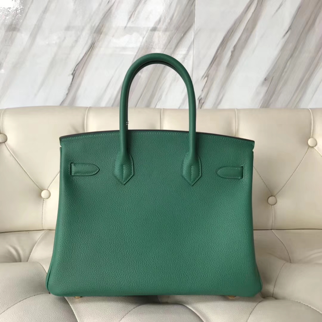エルメスBirkin30CMエルメス秋冬新色U4ベルベットグリーントーゴカーフスキンプラチナバッグゴールドバックル