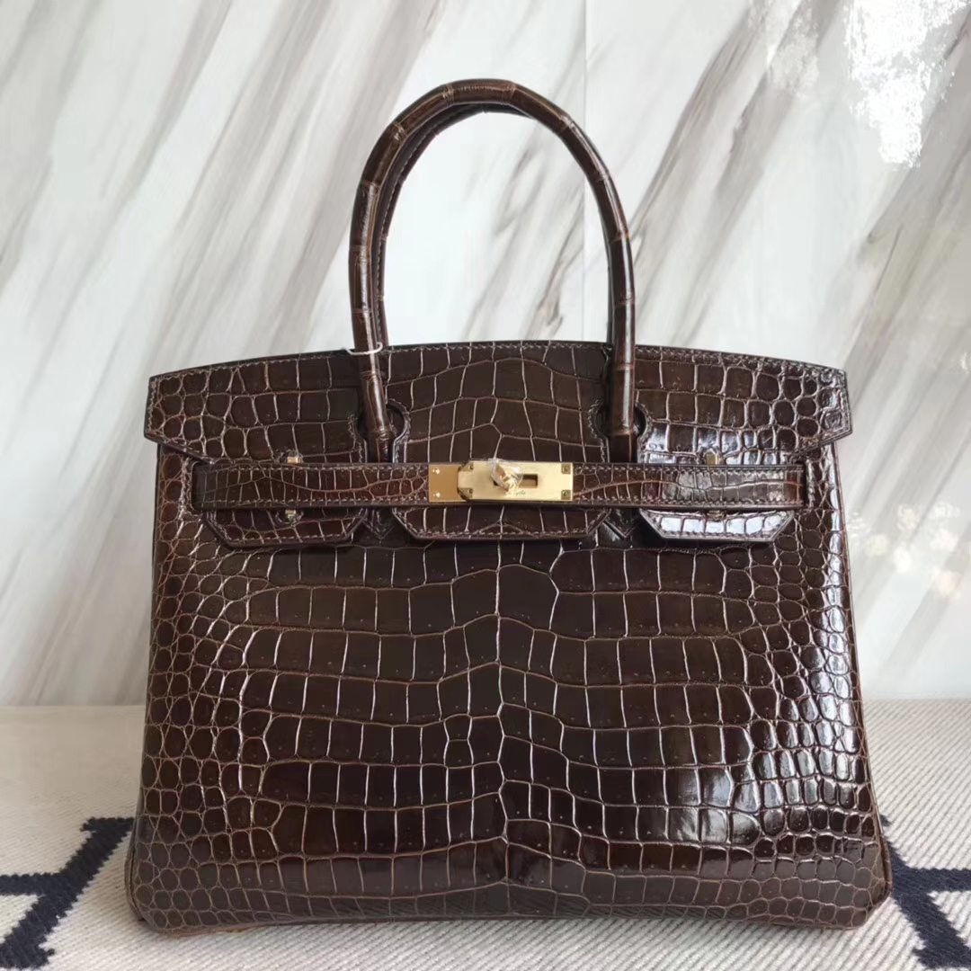 エルメスバーキンバッグサイズエルメスオーストラリアベイクロコダイルレザーバーキンBirkin30CM4Dチョコレートゴールドバックル