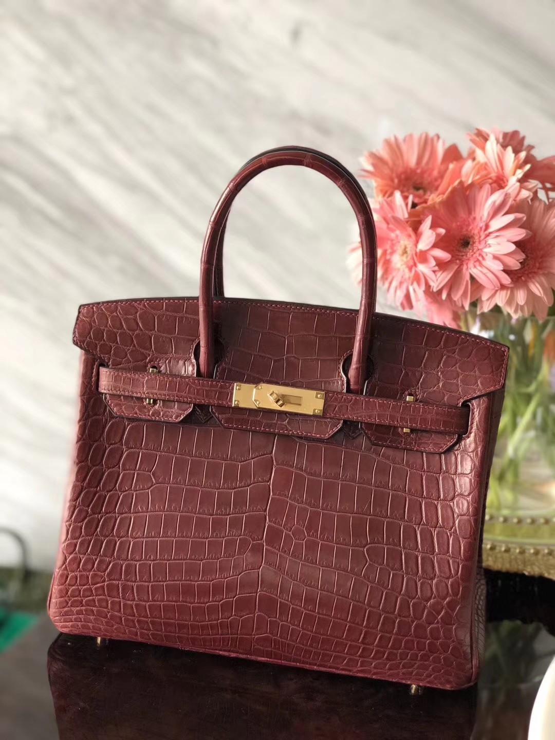 エルメスバッグ公式サイトCK55エルメスレッドマットクロコダイルレザープラチナバッグBirkin30CMゴールドバックル