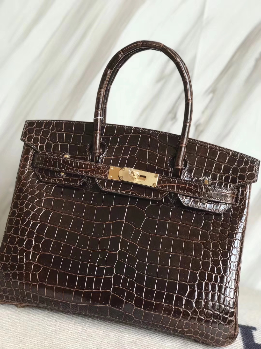 エルメスバーキンバッグサイズエルメスオーストラリアベイクロコダイルレザーバーキンBirkin30CM4Dチョコレートゴールドバックル