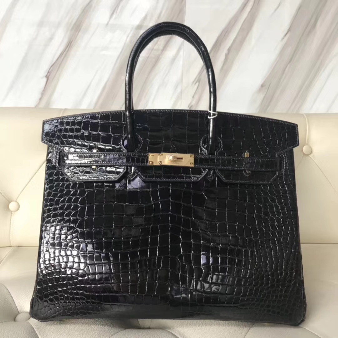 エルメスバッグ公式サイトエルメスCK89ブラックシャイニークロコダイルレザープラチナバッグBirkin35CMゴールドバックル