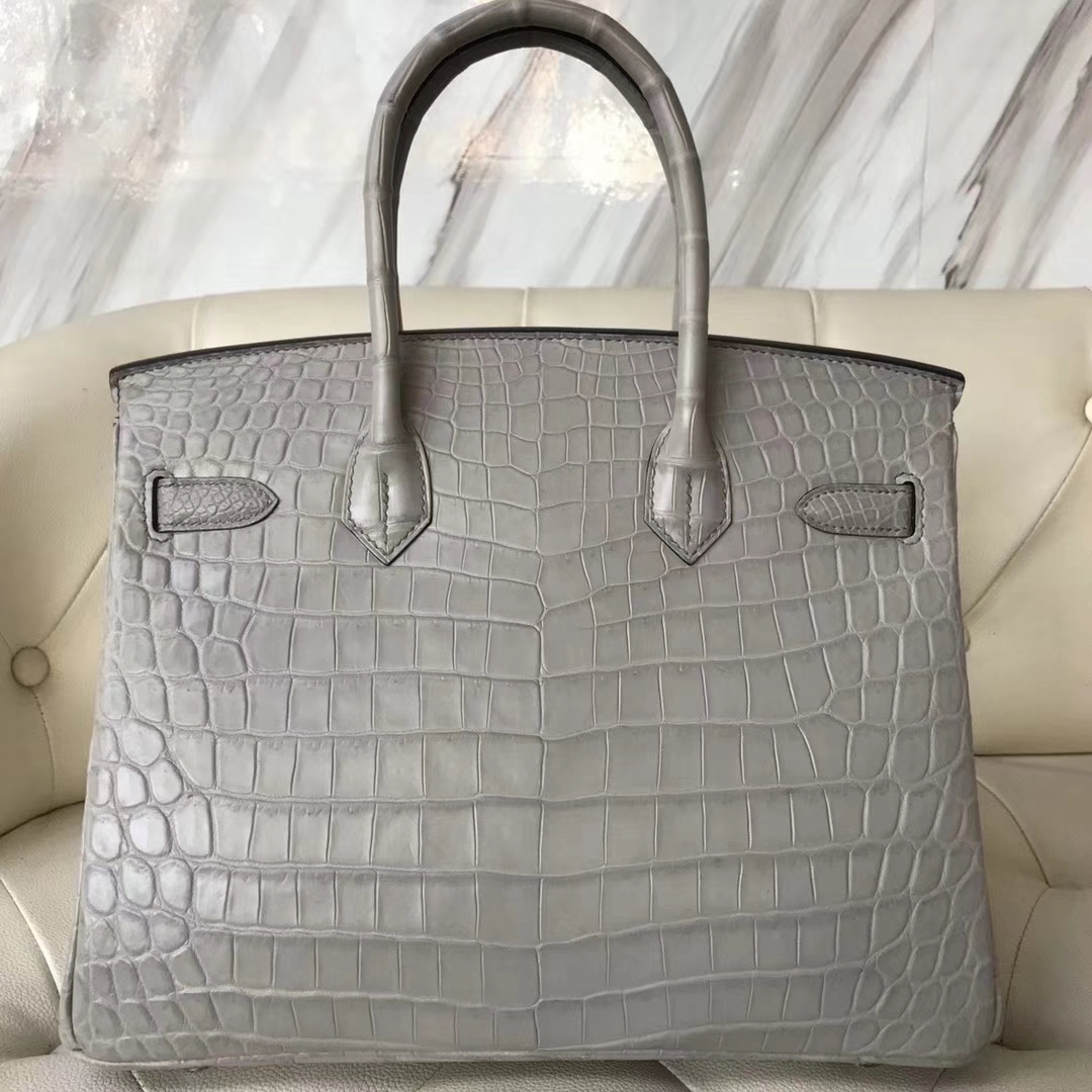 エルメスバッグ公式サイトエルメスM8ギャラクシーグレーマットクロコダイルレザープラチナバッグBirkin30CMシルバーバックル