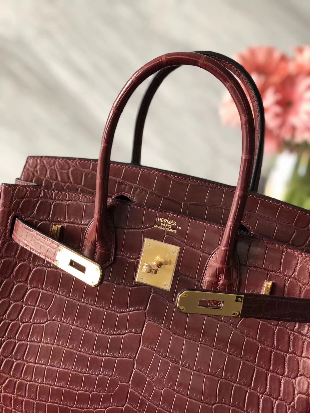 エルメスバッグ公式サイトCK55エルメスレッドマットクロコダイルレザープラチナバッグBirkin30CMゴールドバックル