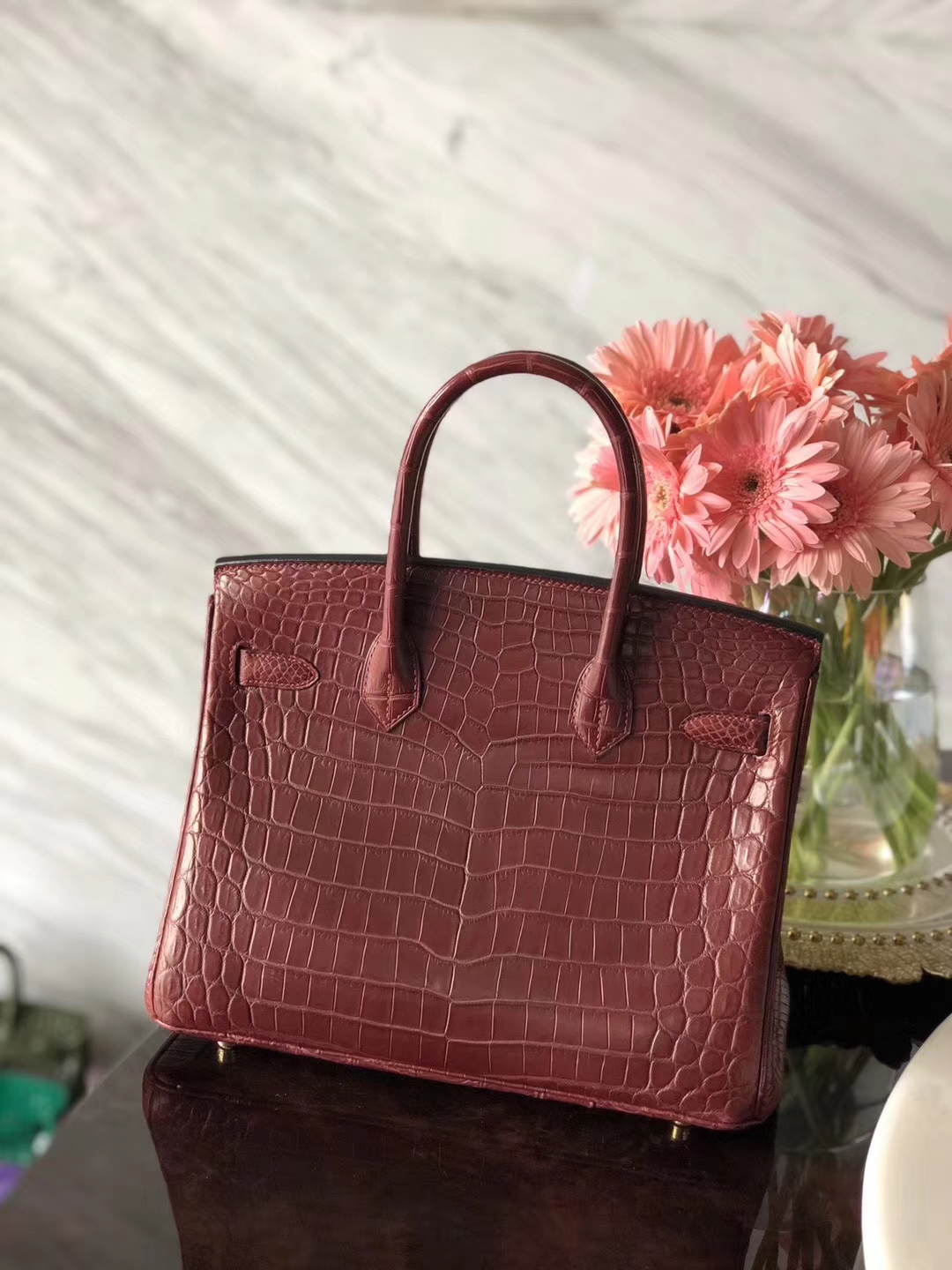 エルメスバッグ公式サイトCK55エルメスレッドマットクロコダイルレザープラチナバッグBirkin30CMゴールドバックル