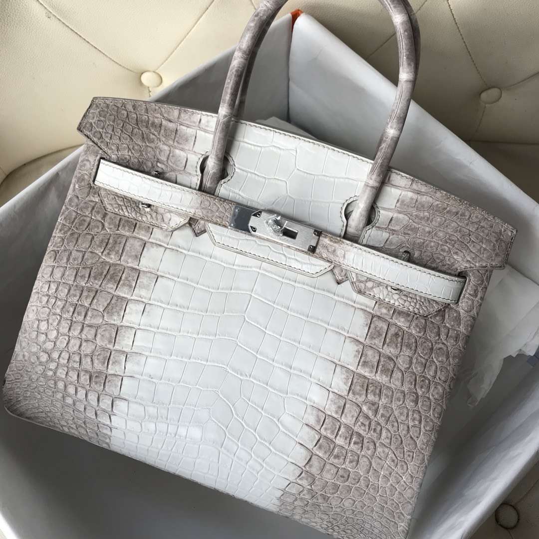 エルメスバーキンレディースバッグエルメスヒマラヤオリジナルトップクロコダイルレザープラチナバッグBirkin30CMシルバーバックル