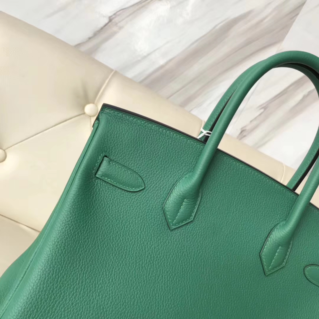 エルメスBirkin30CMエルメス秋冬新色U4ベルベットグリーントーゴカーフスキンプラチナバッグゴールドバックル