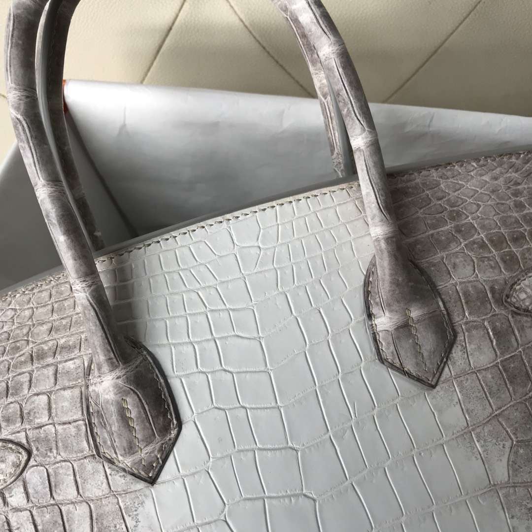 エルメスバーキンレディースバッグエルメスヒマラヤオリジナルトップクロコダイルレザープラチナバッグBirkin30CMシルバーバックル