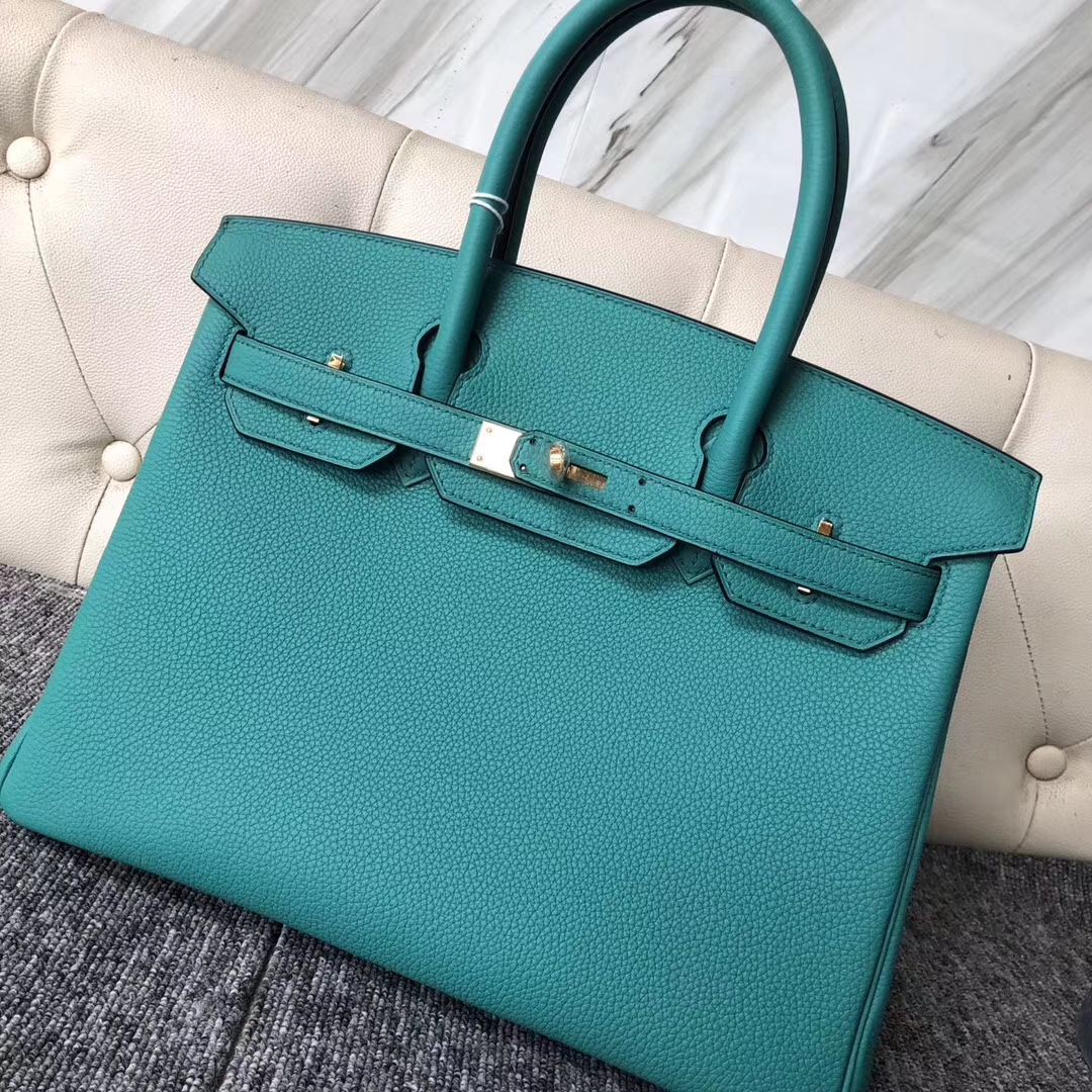 スポットエルメスBirkin30CMエルメスU1ヴェローナグリーントーゴカーフスキンプラチナバックル