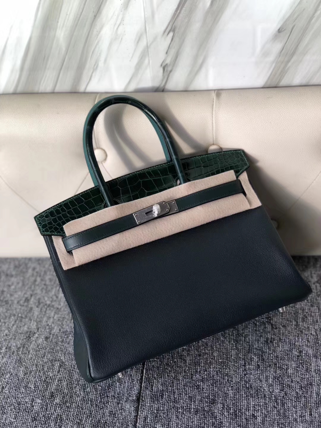 エルメスステッチプラチナバッグエルメスタッチシリーズ8カラーマッチングBirkin30CMシルバーバックル