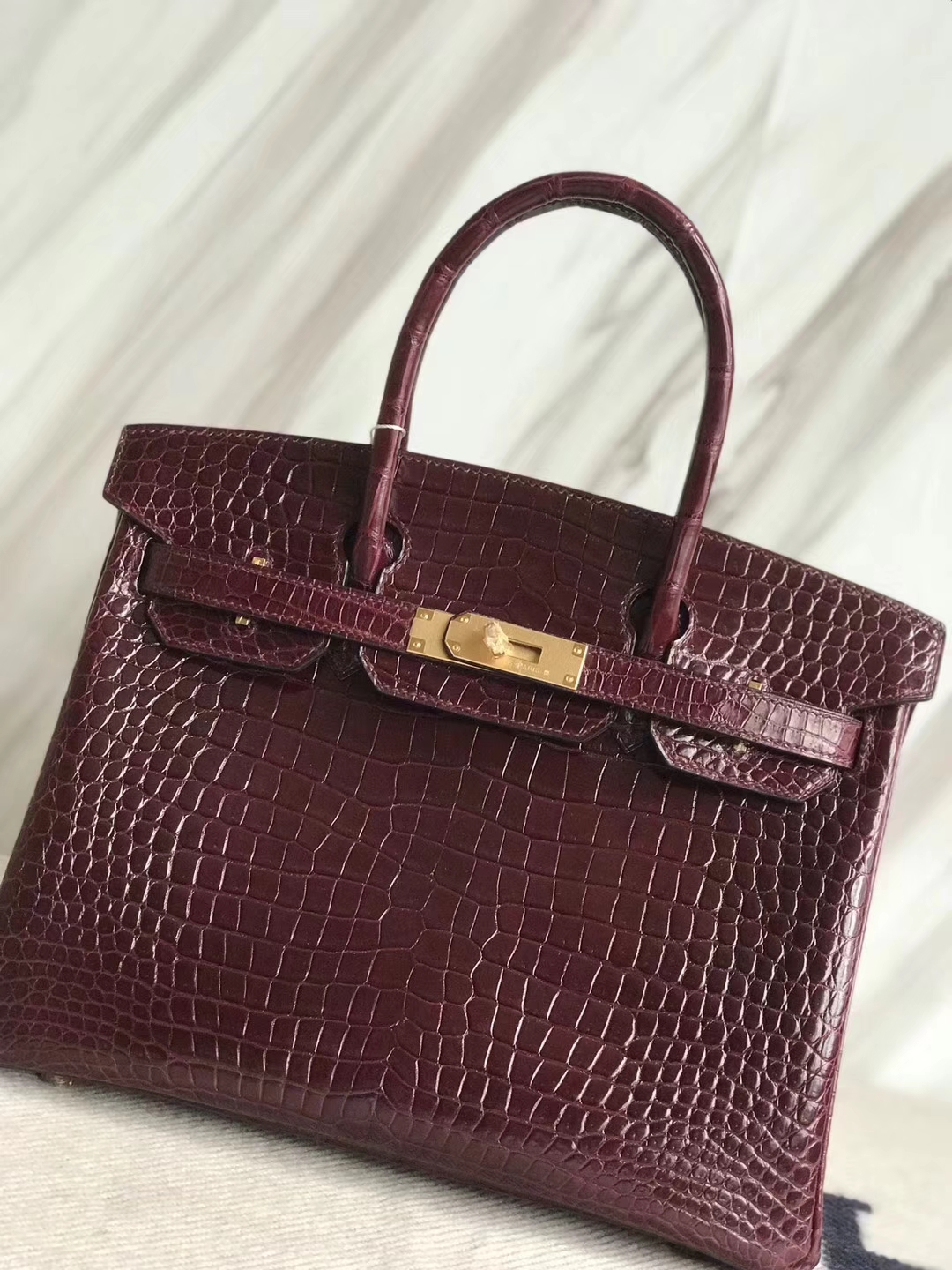 エルメスバーキンバッグエルメスシャイニーオーストラリアンガルフクロコダイルレザーBirkin30プラチナバッグCK57ボルドーレッドゴールドバックル