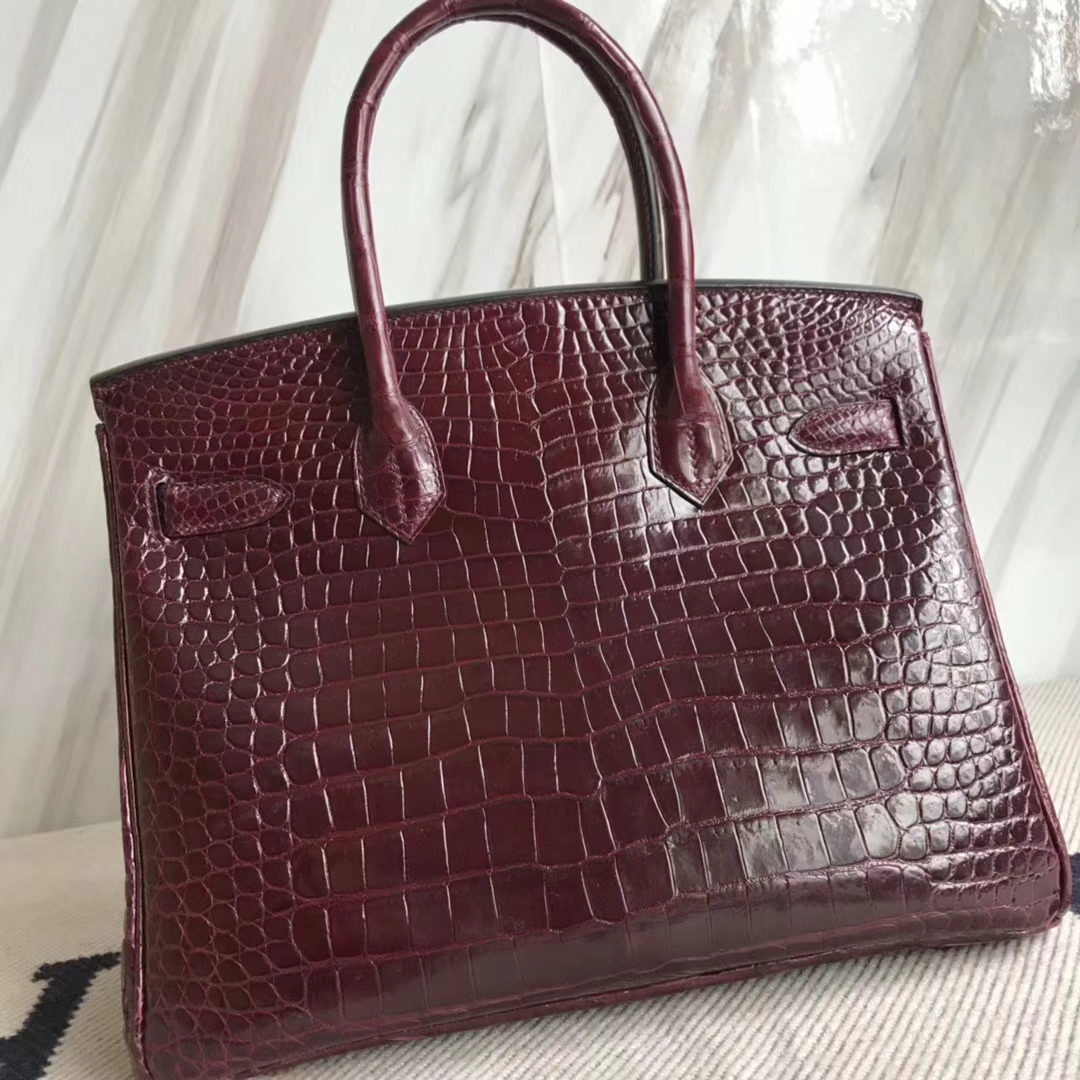 エルメスバーキンバッグエルメスシャイニーオーストラリアンガルフクロコダイルレザーBirkin30プラチナバッグCK57ボルドーレッドゴールドバックル