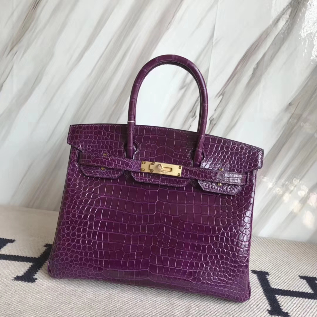 エルメスバーキンレディースバッグエルメスシャイニーオーストラリアンガルフクロコダイルレザープラチナバッグBirkin30CMゴールドバックル