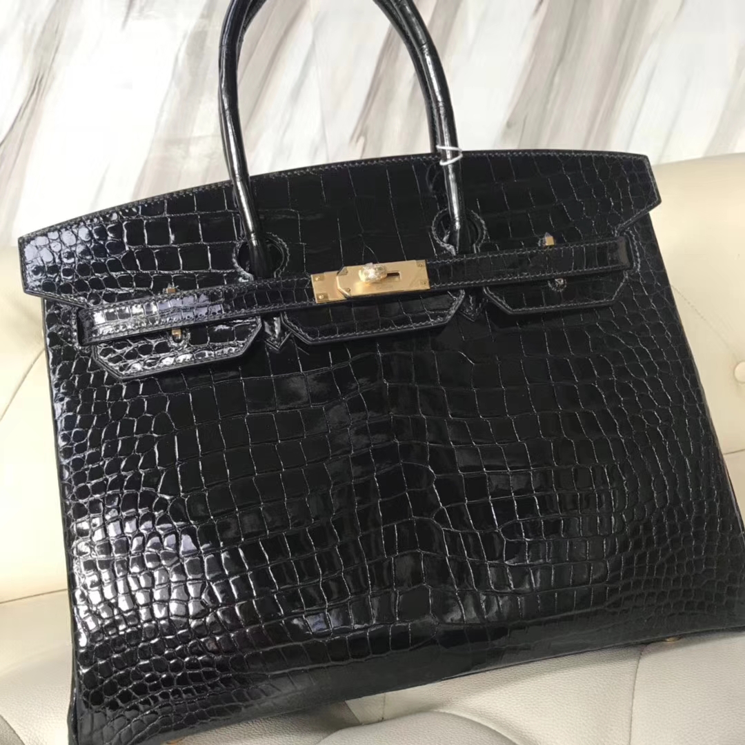 エルメスバッグ公式サイトエルメスCK89ブラックシャイニークロコダイルレザープラチナバッグBirkin35CMゴールドバックル