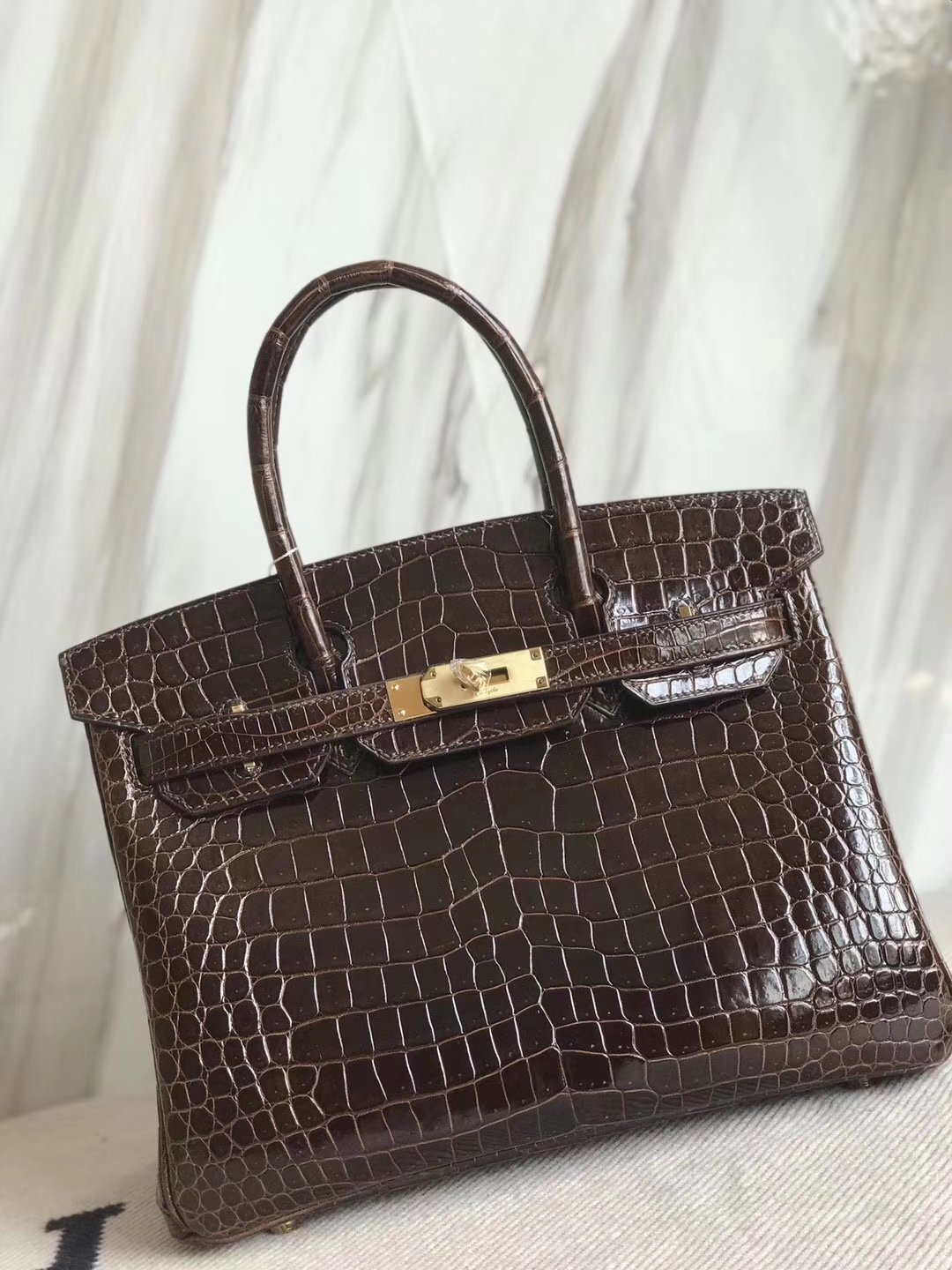 エルメスバーキンバッグサイズエルメスオーストラリアベイクロコダイルレザーバーキンBirkin30CM4Dチョコレートゴールドバックル