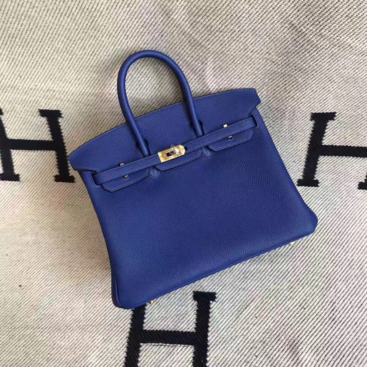 ファクトリーダイレクトエルメス7TエレクトリックライトブルーオリジナルトーゴカーフスキンプラチナバッグBirkin25cm