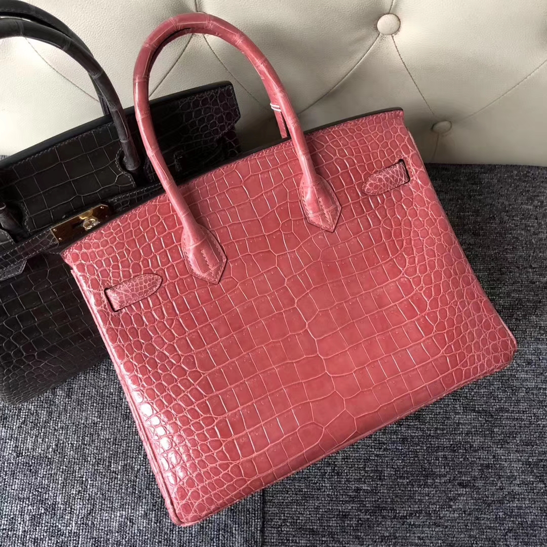 スポットエルメスプラチナバッグサイズエルメス輸入光沢クロコダイルレザーBirkin30CML5ロブスターパウダーシルバーバックル