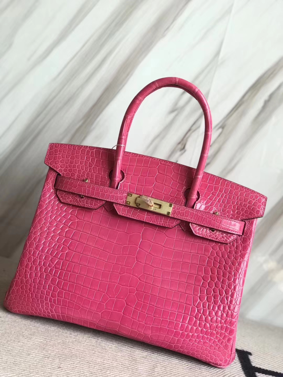 エルメスバーキンレディースバッグエルメスシャイニーベイクロコダイルレザープラチナバッグBirkin30CME5ピーチピンクゴールドバックル