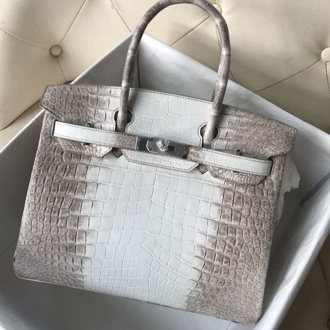 エルメスバーキンレディースバッグエルメスヒマラヤオリジナルトップクロコダイルレザープラチナバッグBirkin30CMシルバーバックル