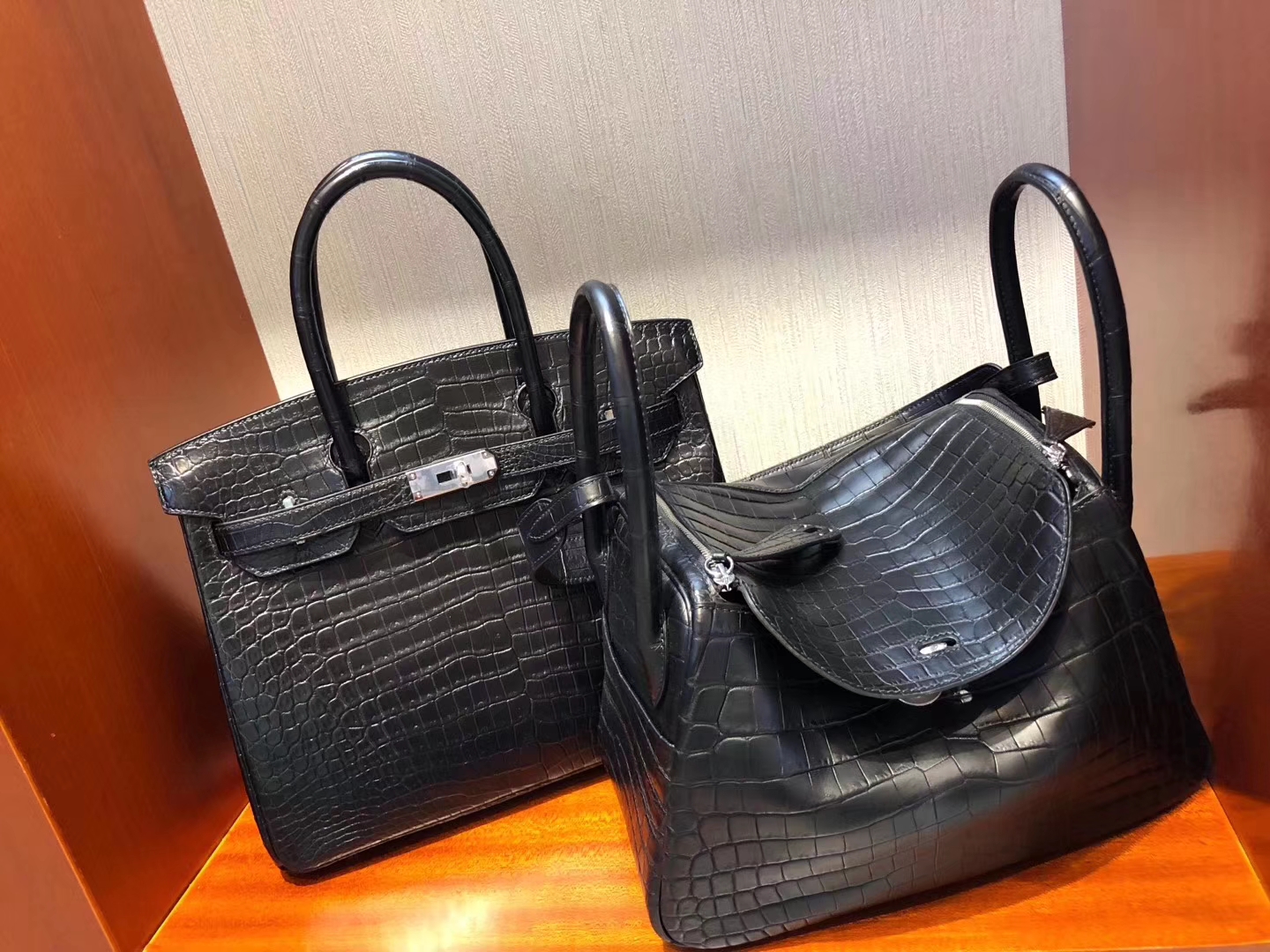 スポットエルメスバーキンバッグエルメスマットクロコダイルレザープラチナバッグBirkin30CMck89ブラックシルバーバックル