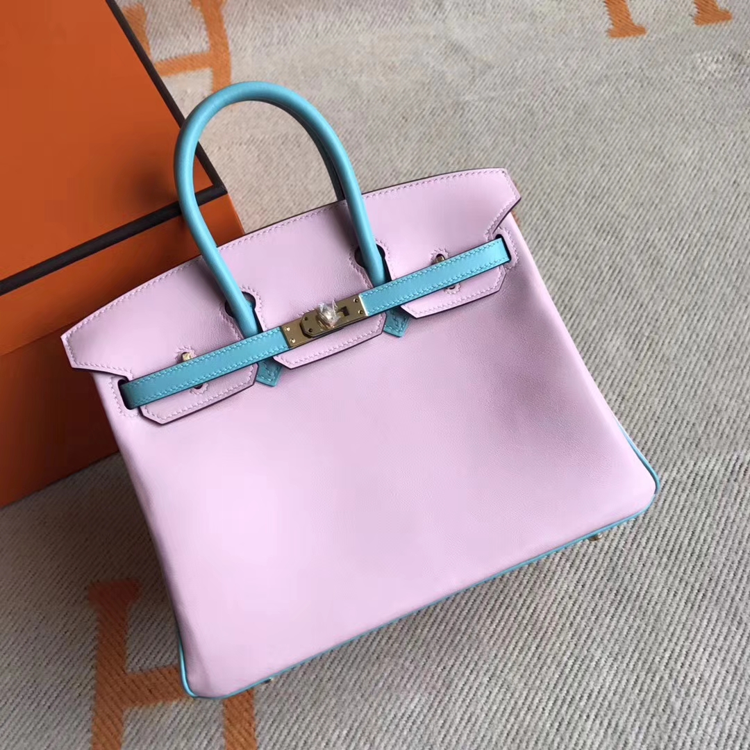 エルメスレディースバッグ価格エルメス3Qピンクと3PマカロンブルースウィフトレザープラチナバッグBirkin25CM