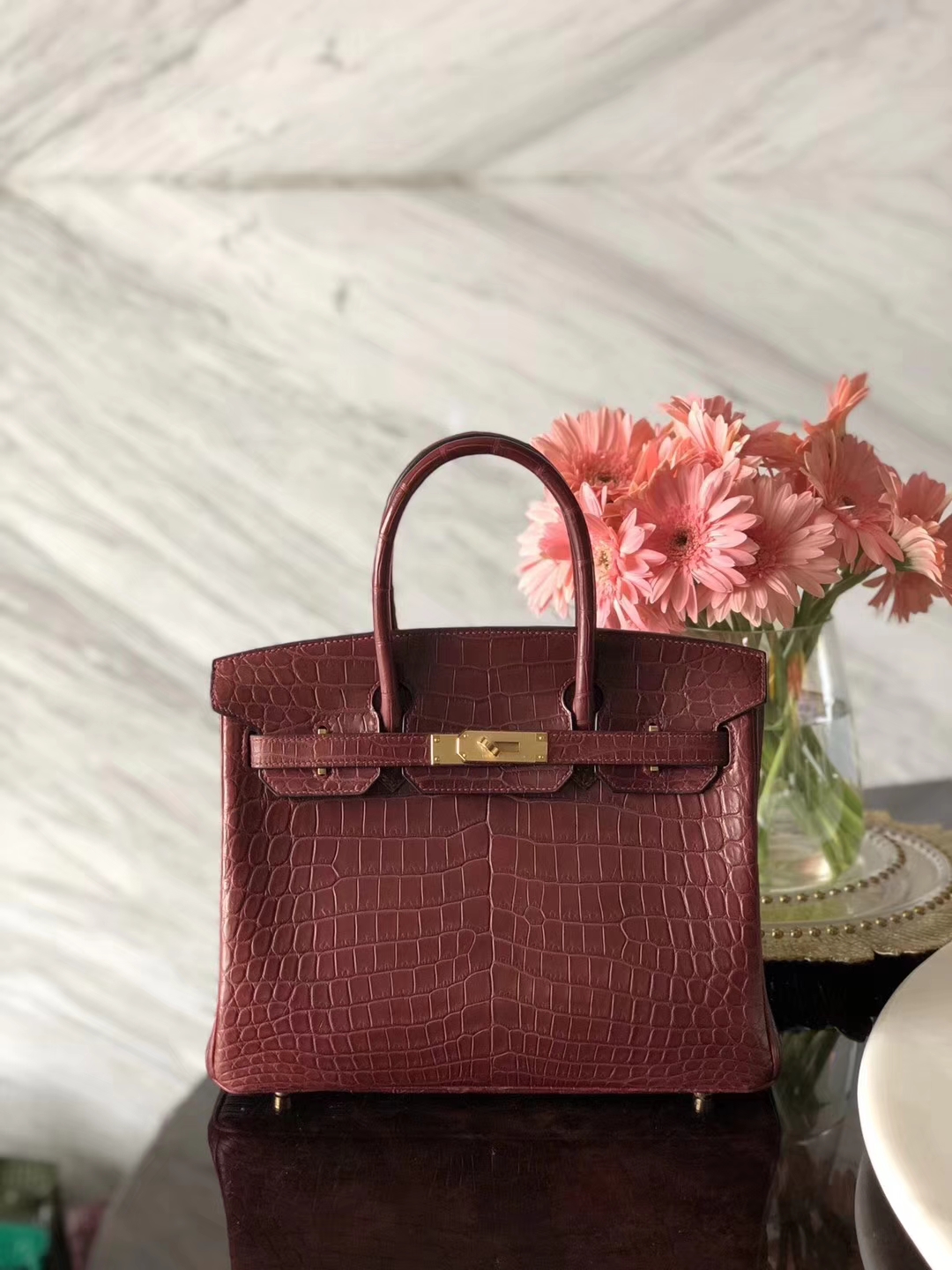 エルメスバッグ公式サイトCK55エルメスレッドマットクロコダイルレザープラチナバッグBirkin30CMゴールドバックル