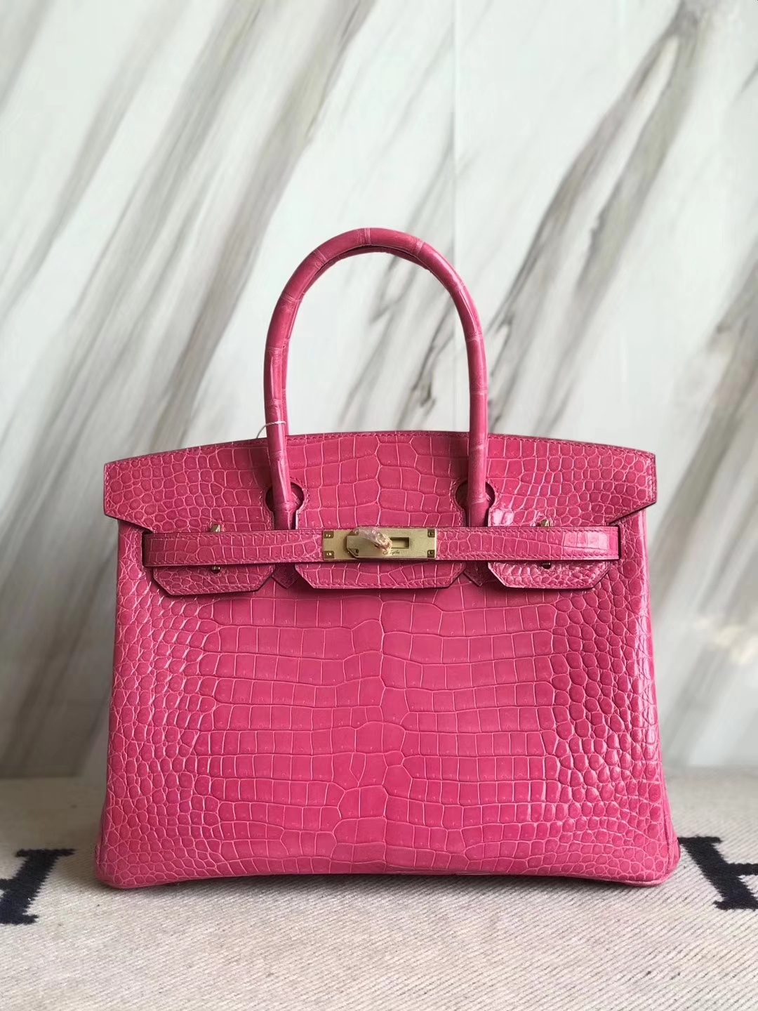 エルメスバーキンレディースバッグエルメスシャイニーベイクロコダイルレザープラチナバッグBirkin30CME5ピーチピンクゴールドバックル