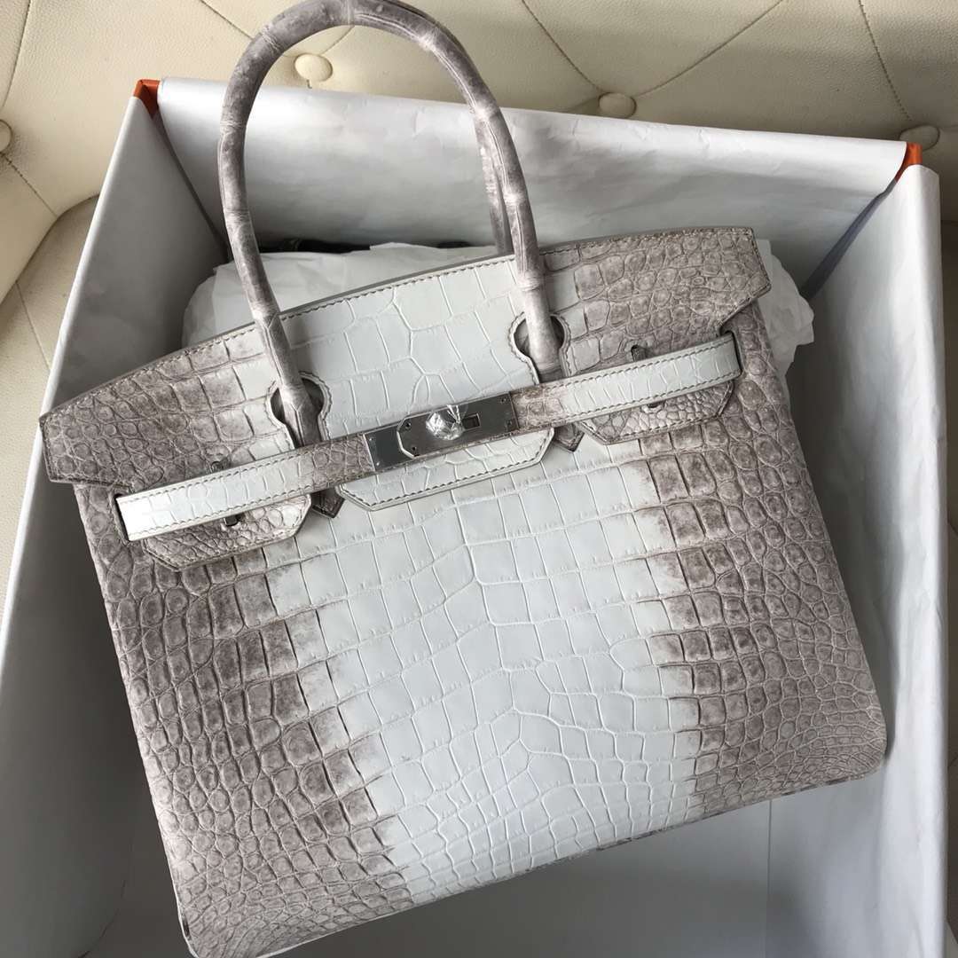 エルメスバーキンレディースバッグエルメスヒマラヤオリジナルトップクロコダイルレザープラチナバッグBirkin30CMシルバーバックル