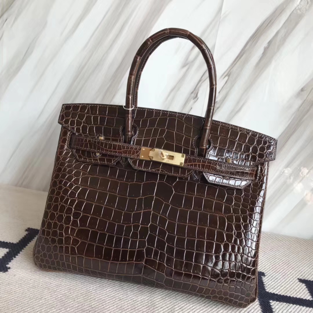 エルメスバーキンバッグサイズエルメスオーストラリアベイクロコダイルレザーバーキンBirkin30CM4Dチョコレートゴールドバックル