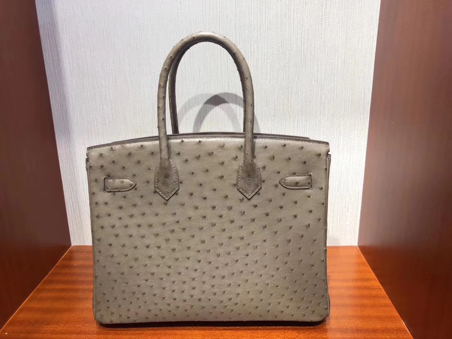 エルメスレディースバッグ卸売エルメスCK18エレファントグレー輸入KKオーストリッチレザープラチナバッグBirkin30CMゴールドバックル