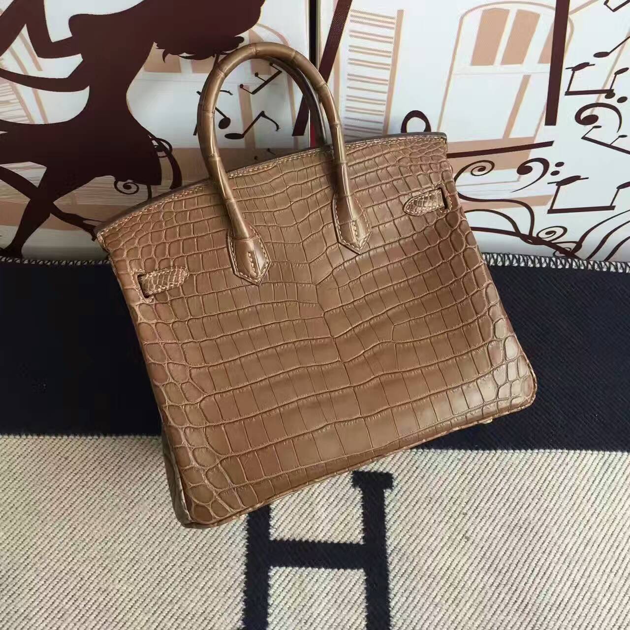 広州バッグ卸売エルメスエルメスゴールドマットツーポイントクロコダイルレザープラチナバッグBirkin25cm