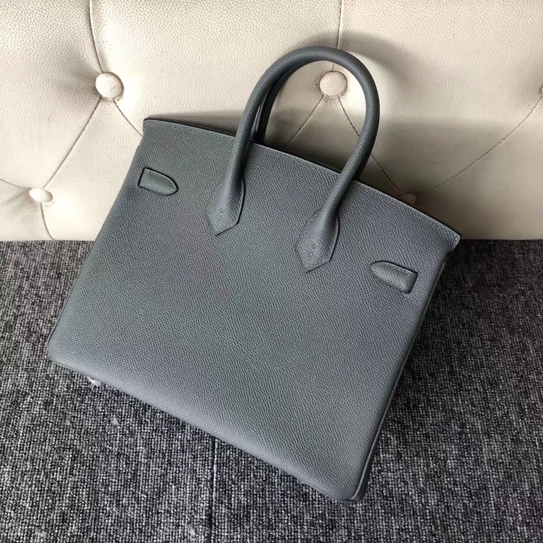 カスタムエルメスBirkin25CMエルメスCC63アプリコットグリーンパームグレイン牛革プラチナバッグシルバーバックル