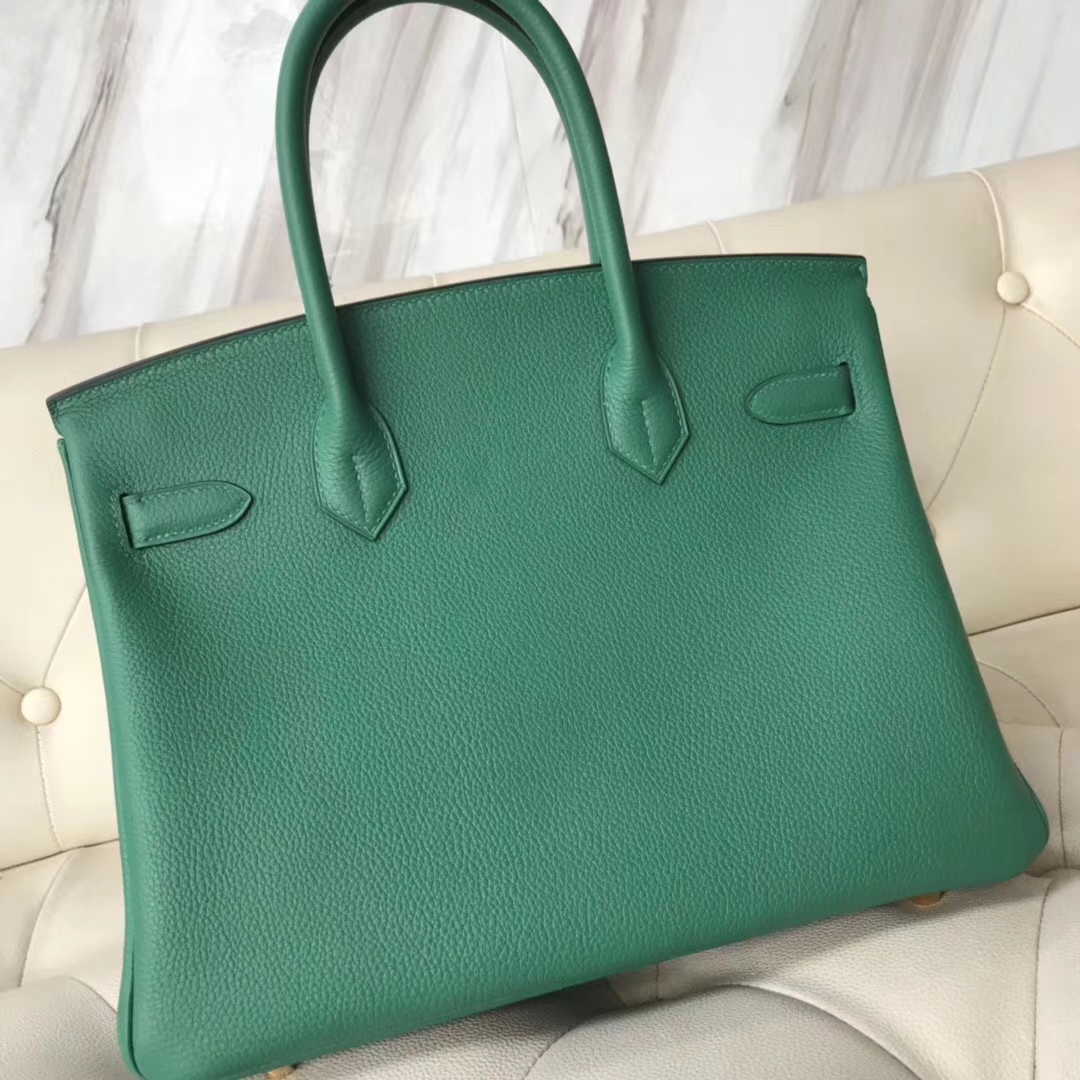 エルメスBirkin30CMエルメス秋冬新色U4ベルベットグリーントーゴカーフスキンプラチナバッグゴールドバックル