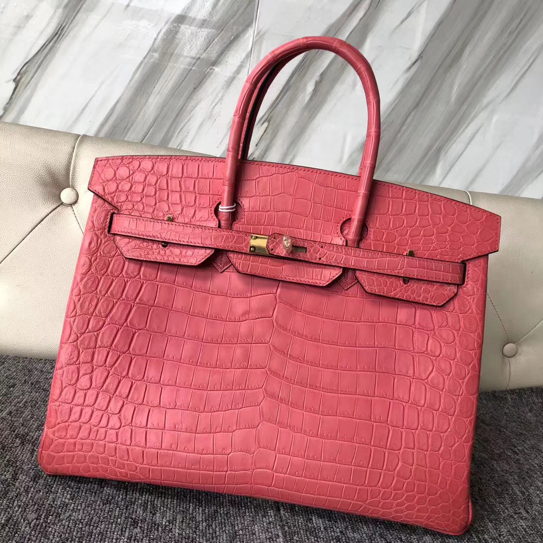 スポットエルメスプラチナバッグ価格エルメスマットクロコダイルレザーBirkin35CMA5カッコウレッドゴールドバックル