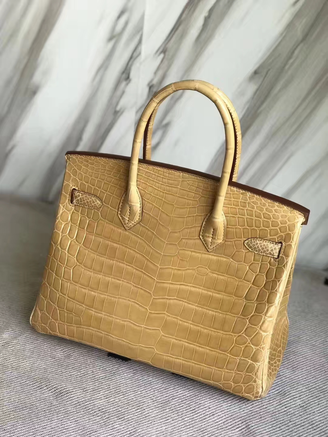 エルメスバーキンレディースバッグエルメスシャイニークロコダイルレザーBirkin30プラチナバッグ1Cアプリコットシルバーバックル