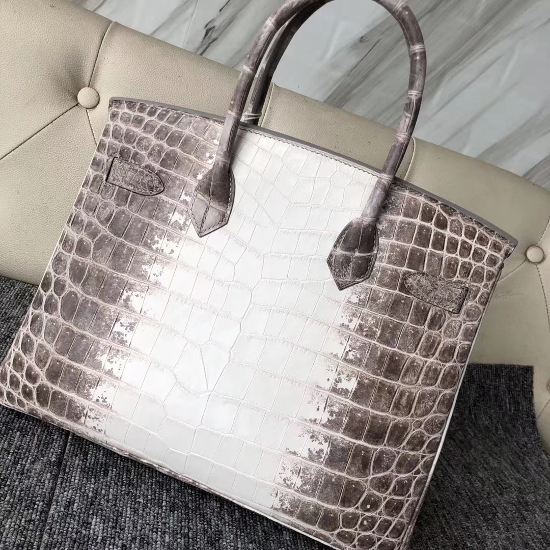 スポットエルメスバッグ卸売エルメスオリジナルクロコダイルレザープラチナバッグBirkin30CMヒマラヤシルバーバックル