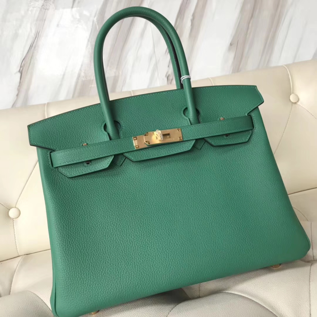 エルメスBirkin30CMエルメス秋冬新色U4ベルベットグリーントーゴカーフスキンプラチナバッグゴールドバックル