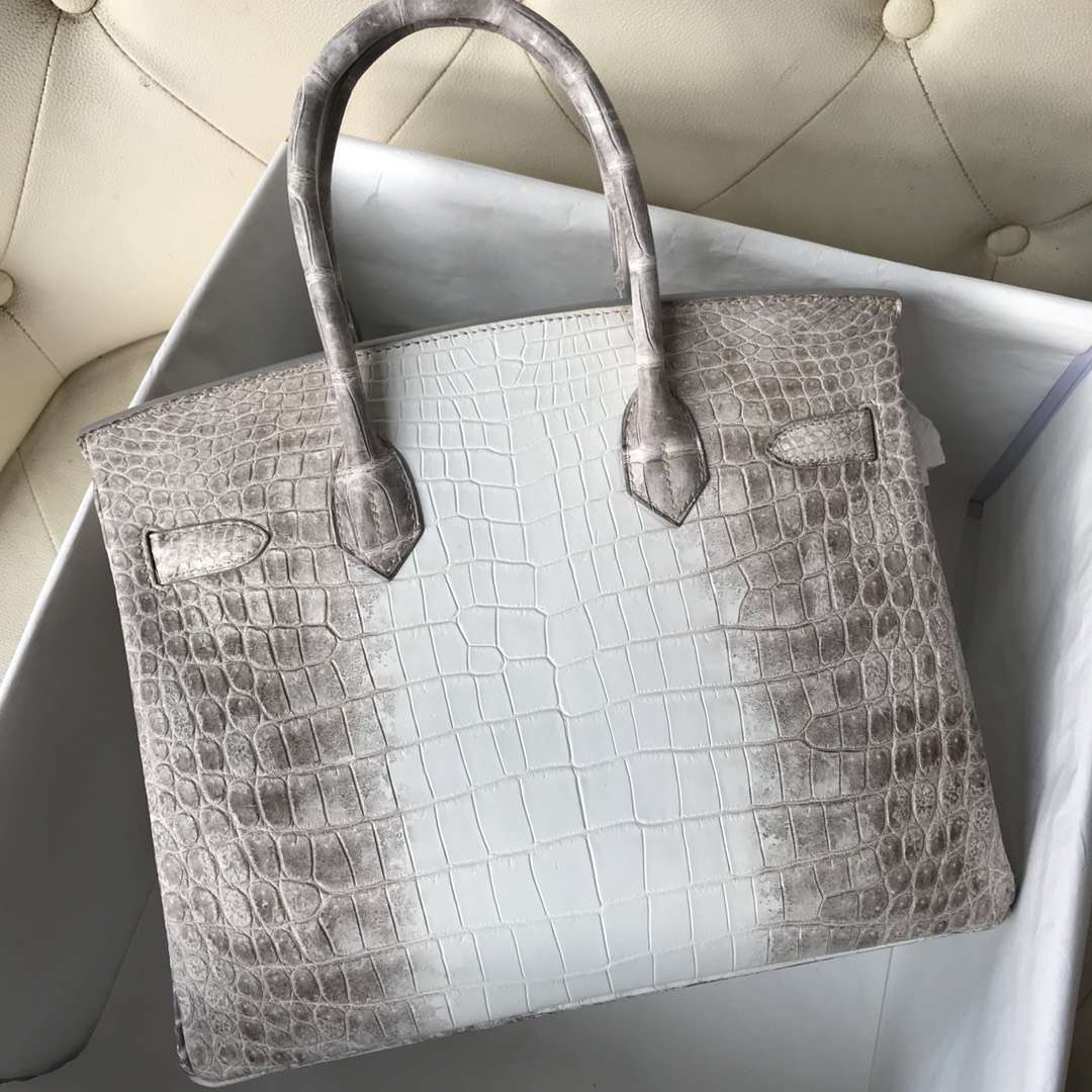 エルメスバーキンレディースバッグエルメスヒマラヤオリジナルトップクロコダイルレザープラチナバッグBirkin30CMシルバーバックル