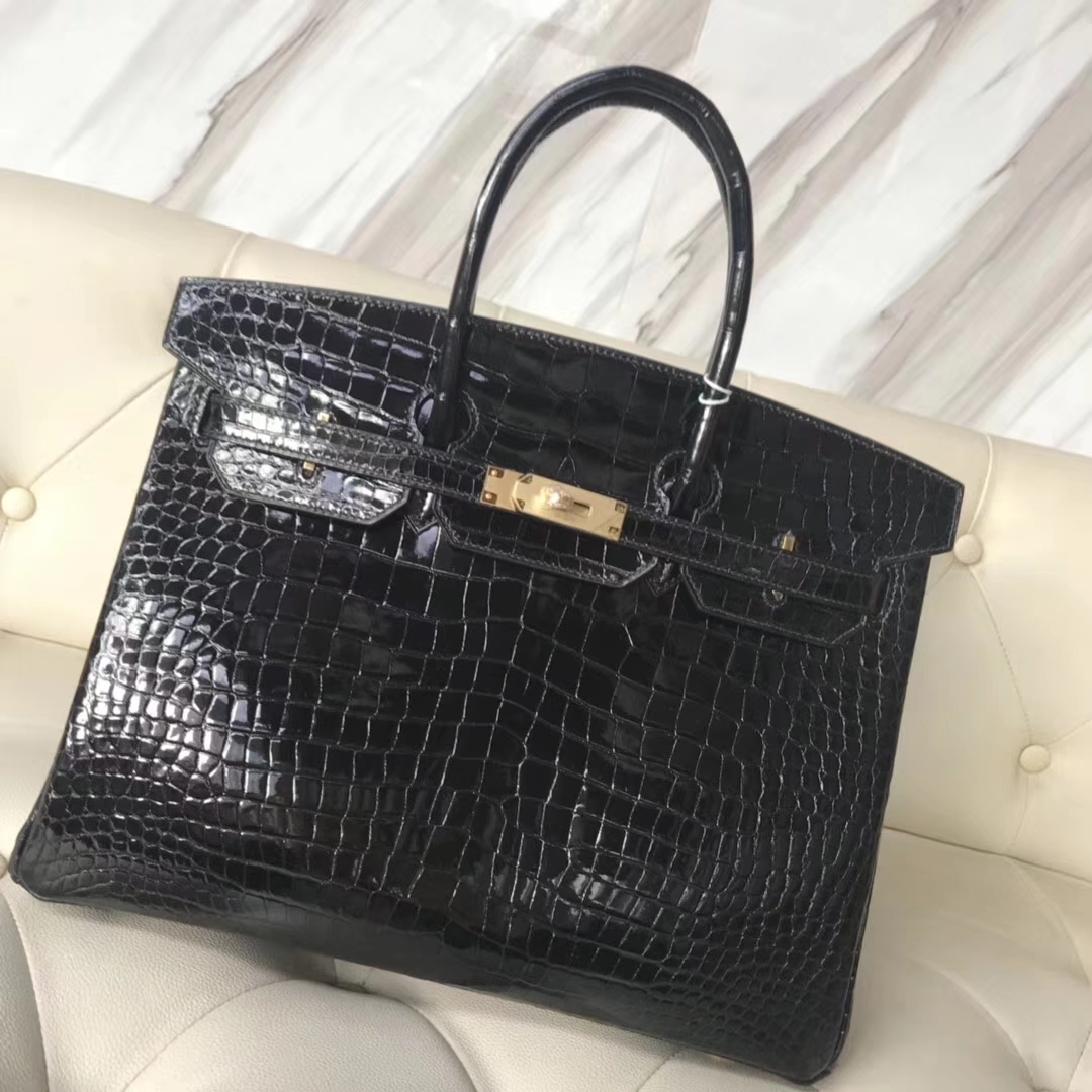 エルメスバッグ公式サイトエルメスCK89ブラックシャイニークロコダイルレザープラチナバッグBirkin35CMゴールドバックル