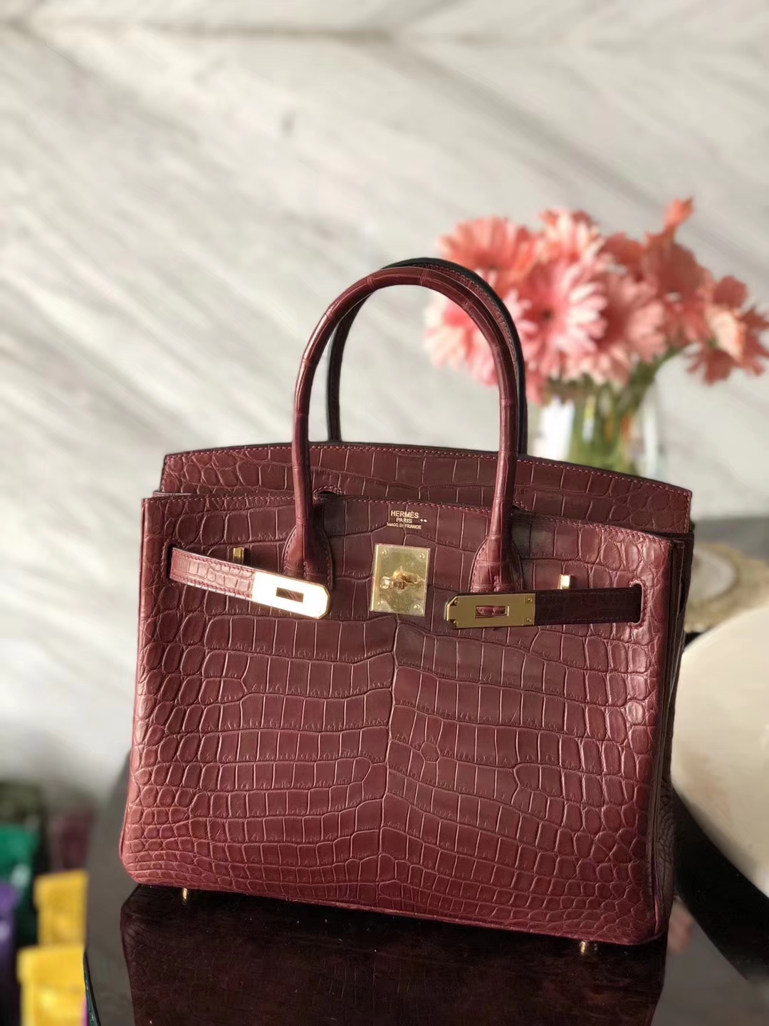 エルメスバッグ公式サイトCK55エルメスレッドマットクロコダイルレザープラチナバッグBirkin30CMゴールドバックル