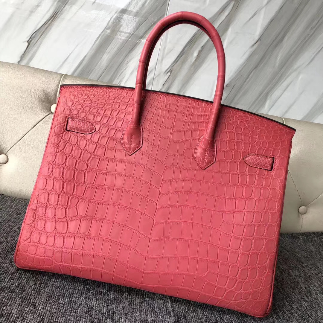 スポットエルメスプラチナバッグ価格エルメスマットクロコダイルレザーBirkin35CMA5カッコウレッドゴールドバックル