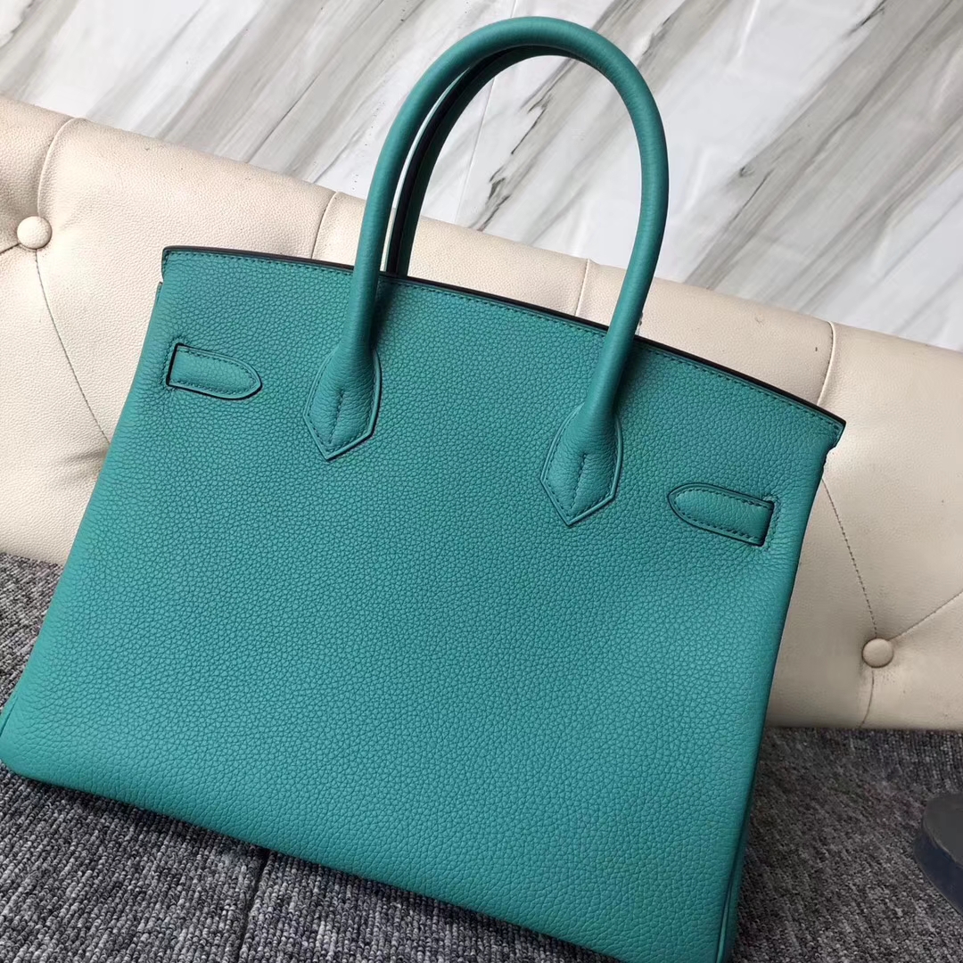 スポットエルメスBirkin30CMエルメスU1ヴェローナグリーントーゴカーフスキンプラチナバックル