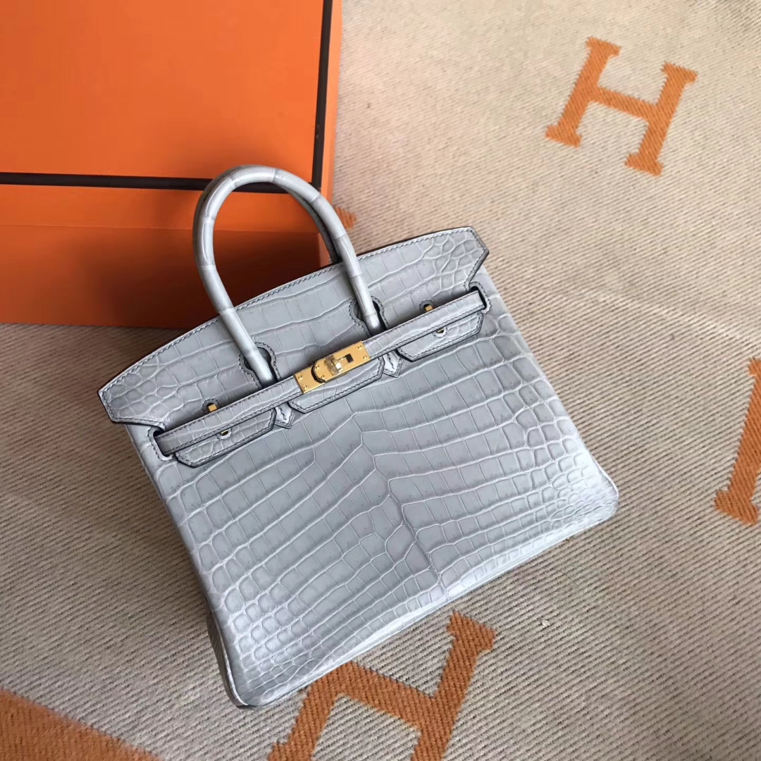 エルメスバッグソースエルメスプラチナバッグギャラクシーグレーマットクロコダイルレザーBirkin25CMゴールドバックル