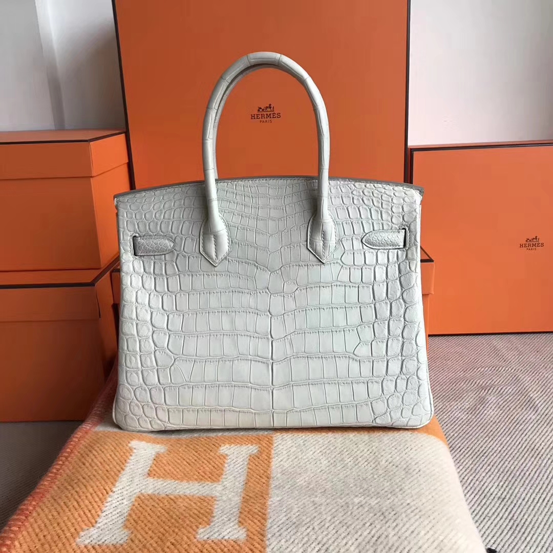 エルメスバッグ公式サイトエルメス8LクリームホワイトマットクロコダイルレザープラチナバッグBirkin30CMシルバーバックル