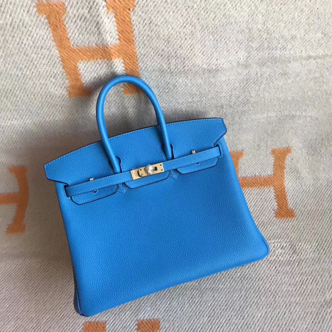 エルメスバッグ公式サイトエルメスオリジナルトーゴレザープラチナバッグBirkin25CMB3タンザニアブルーゴールドバックル