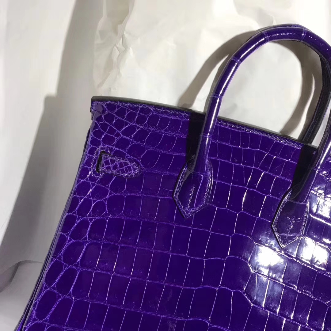 エルメスバッグ公式サイトエルメスパープルシャイニーツーポイントクロコダイルレザープラチナバッグBirkin25CMシルバーバックル