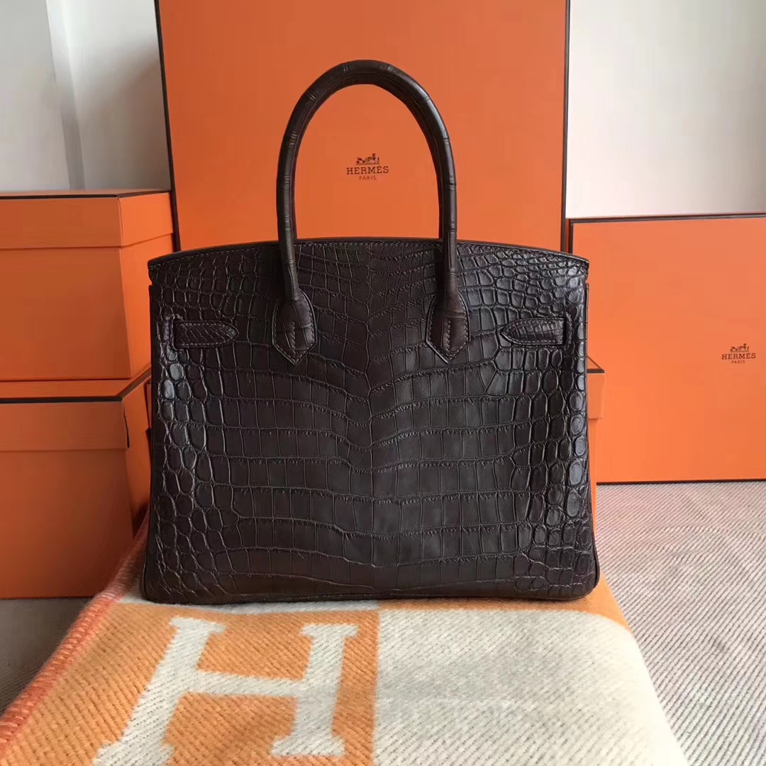 エルメスバッグ公式サイトエルメスチョコレートマットクロコダイルレザーBirkin30プラチナバッグ