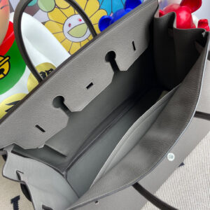 バーキン展示｜Birkin40CMオリジナルカーフスキントーゴ8Fピューターグレーエタンシルバーバックルトップハンドステッチ