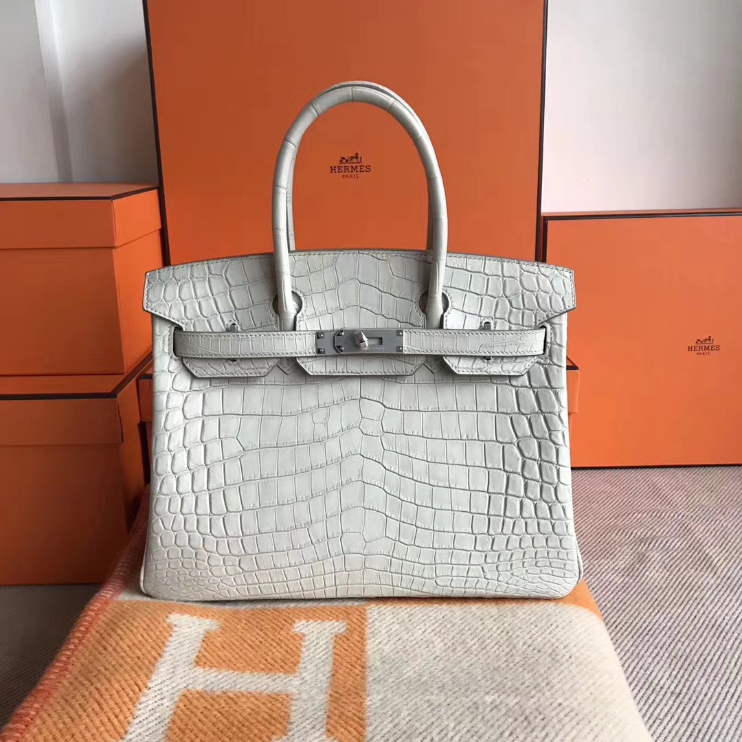 エルメスバッグ公式サイトエルメス8LクリームホワイトマットクロコダイルレザープラチナバッグBirkin30CMシルバーバックル