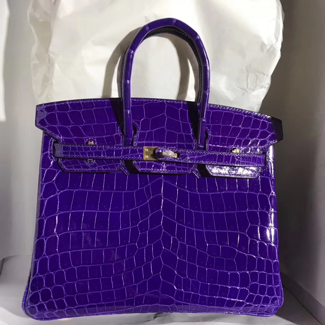 エルメスバッグ公式サイトエルメスパープルシャイニーツーポイントクロコダイルレザープラチナバッグBirkin25CMシルバーバックル